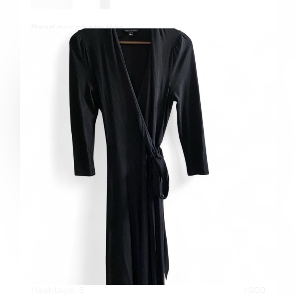BANANA REPUBLIC BLACK LONG SLEEVE V NECK STRETCH WRAP DRESS SIZE PETITE XS
